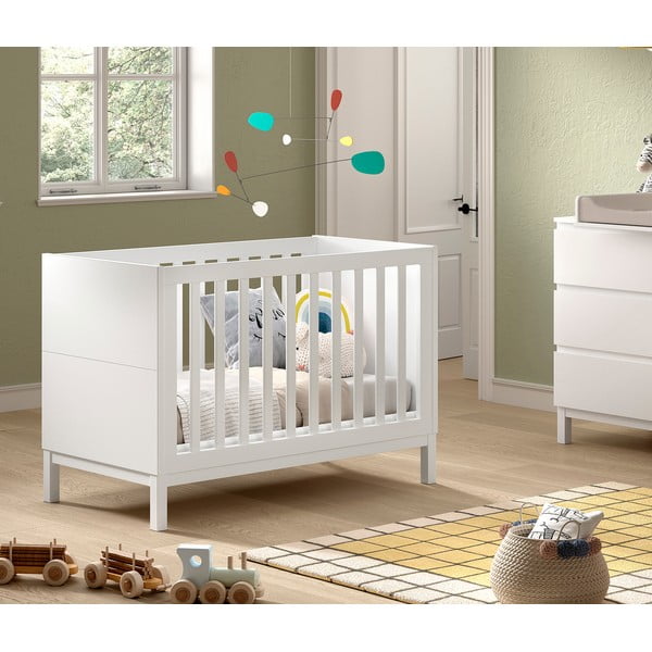 Bílá postýlka z borovicového dřeva 60x120 cm Eva – Vipack-image-1