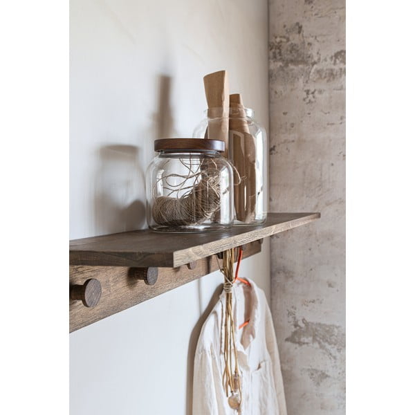 Hnědý nástěnný věšák z dubového dřeva s poličkou 90 cm Showcase – Mette Ditmer Denmark-image-2
