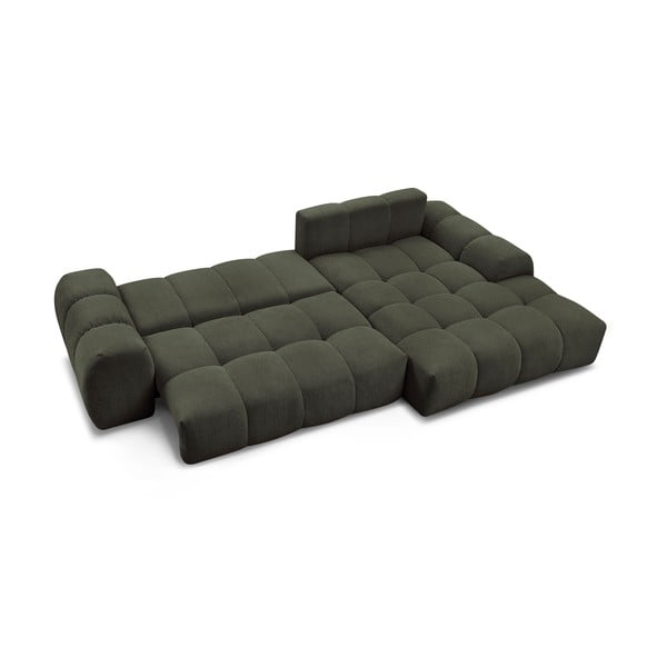 Zelená žinylková rozkládací/s úložným prostorem rohová pohovka (pravý roh/s lenoškou) Everest – Bobochic Paris-image-4