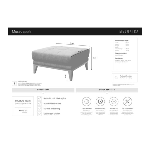 Antracitově šedá podnožka MESONICA Musso Tufted-image-3