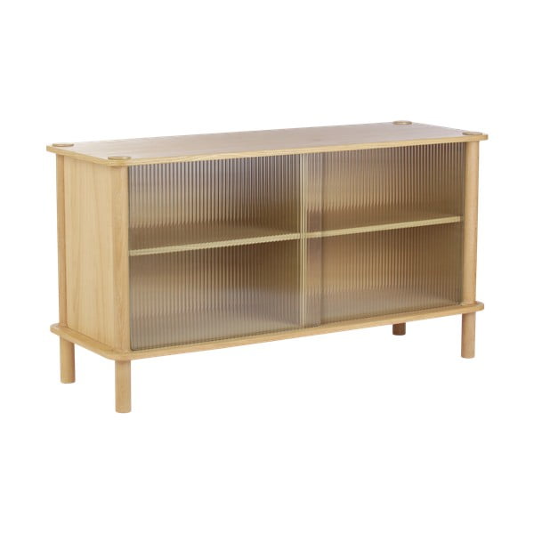 Vitrína z dubového dřeva s posuvnými dveřmi v přírodní barvě 135x73,5x48 cm Italic – UMAGE-image-1