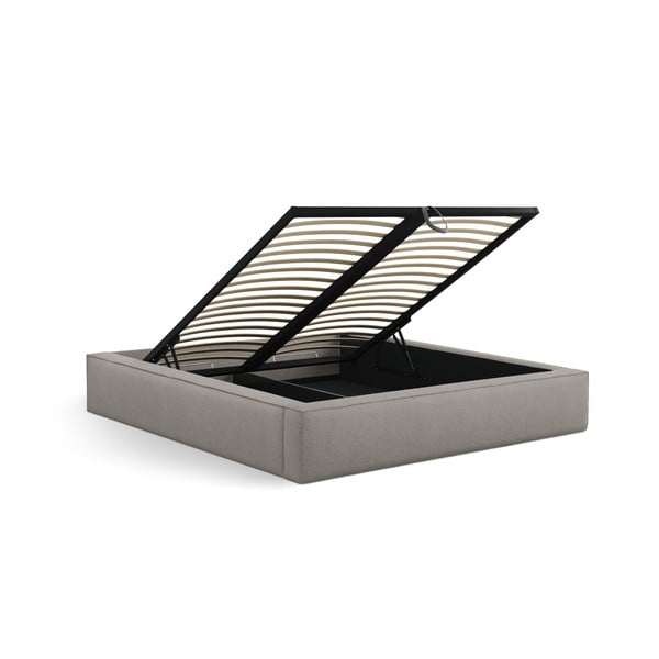 Světle šedá čalouněná dvoulůžková postel s úložným prostorem s roštem 140x200 cm Simon Darren – Micadoni -image-4