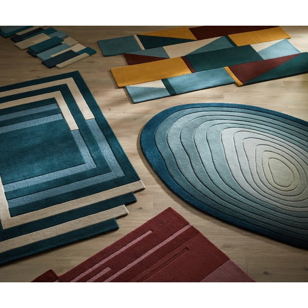 Modrý vlněný koberec 160x230 cm Puddle Ombre Wool – Flair Rugs-image-4