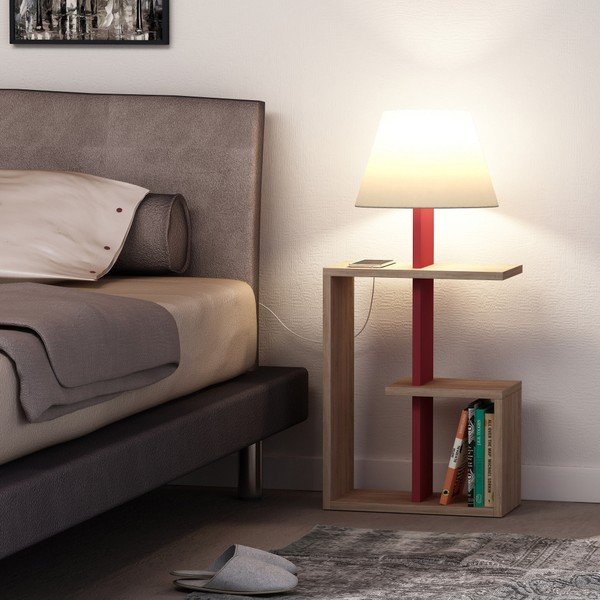 Tmavě červená volně stojící lampa Homitis Saly-image-1