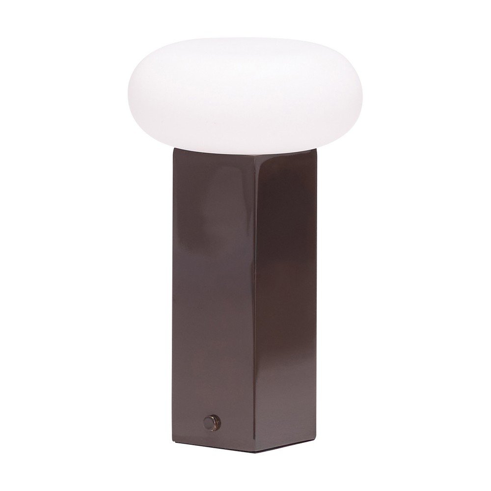 Hnědá kovová LED stmívatelná stolní lampa se skleněným stínidlem (výška 20 cm) Low – Hübsch