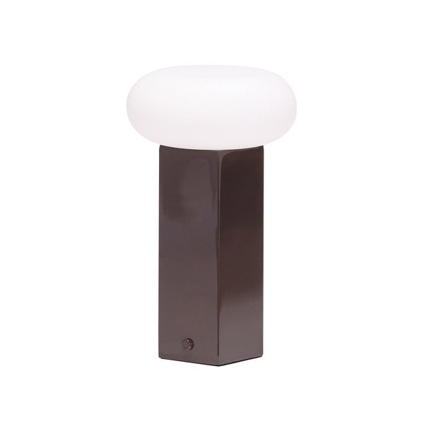 Hnědá kovová LED stmívatelná stolní lampa se skleněným stínidlem (výška 20 cm) Low – Hübsch