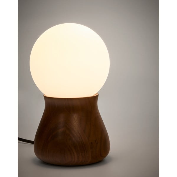 Tmavě hnědá stolní lampa z kaučukového dřeva (výška 26 cm) Okeni – Kave Home-image-4