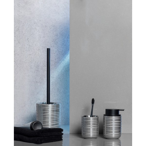 Keramický kelímek na zubní kartáčky ve stříbrné barvě Vilalba – Wenko-image-1