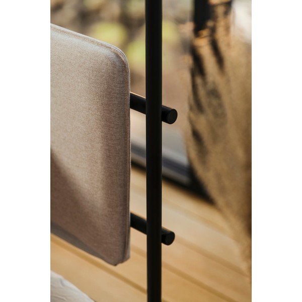 Černá/béžová ocelová čalouněná dvoulůžková postel s nebesy s roštem 180x200 cm Eton – noo.ma-image-3