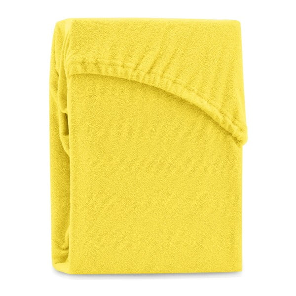 Žluté elastické prostěradlo na dvoulůžko AmeliaHome Ruby Siesta, 220/240 x 220 cm
