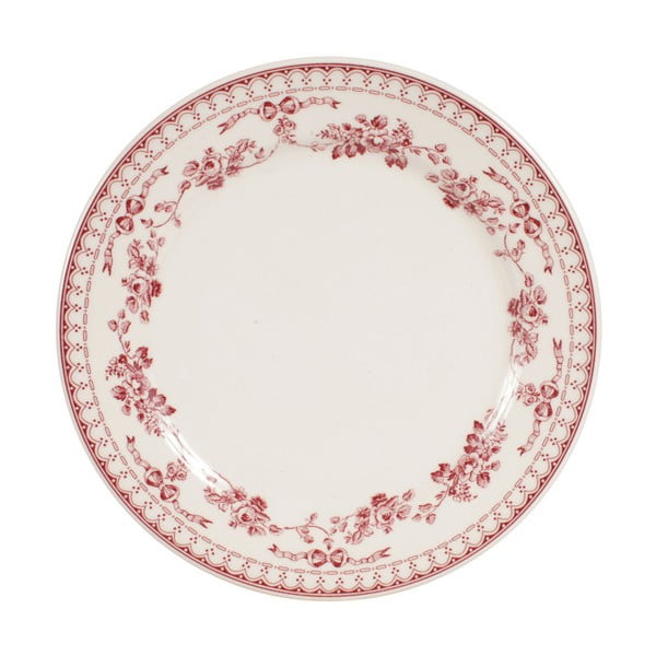 Červenobílý dezertní talíř Comptoir de Famille Faustine, 23 cm
