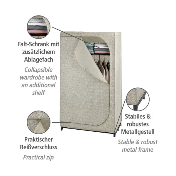 Béžová látková šatní skříň 90x160 cm Balance – Wenko-image-4