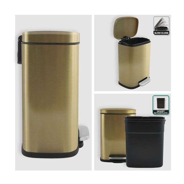 Nášlapný ocelový odpadkový koš v matně zlaté barvě 5 l   Akira – Spirella-image-4