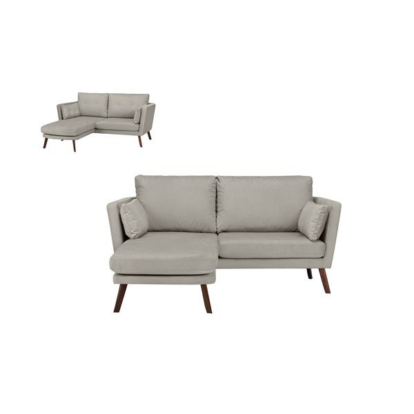 Světle béžová třímístná pohovka Mazzini Sofas Elena, s lenoškou na levém rohu-image-3