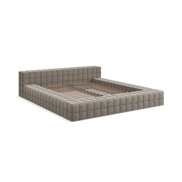 Čalouněná dvoulůžková postel taupe s roštem 140x200 cm Akela – Makamii