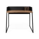 Černý pracovní stůl s detaily v dekoru ořechového dřeva TemaHome Volga