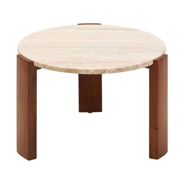 Hnědý/ve světle přírodní barvě kulatý konferenční stolek s mramorovou deskou  ø 60 cm Palermo – Premier Housewares