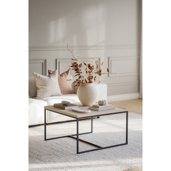 Konferenční stolek s deskou z dubového dřeva v přírodní barvě ø 80 cm Deerfield – Rowico-image-3