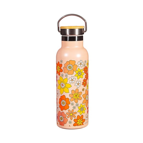 Oranžová nerezová dětská lahev 500 ml 70s Floral - Sass & Belle-image-3
