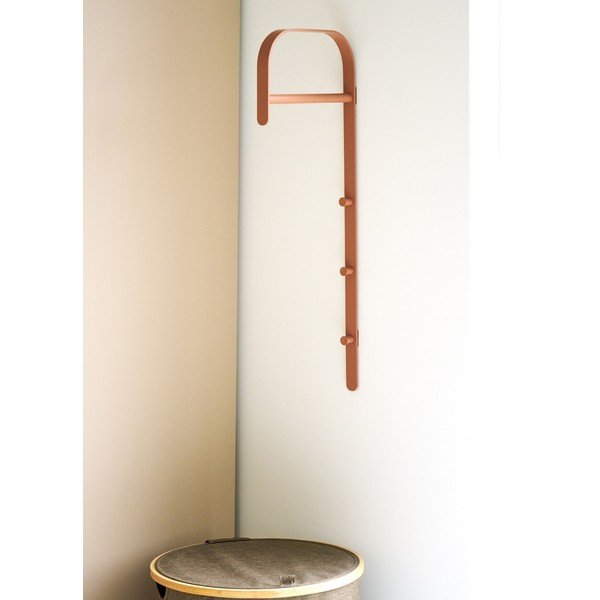 Koňakově hnědý kovový nástěnný stojan na oblečení 30x80x3 cm Gresto – House Nordic-image-1
