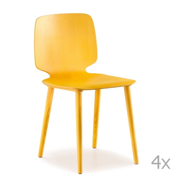 Sada 4 žlutých jídelních židlí Pedrali Babila