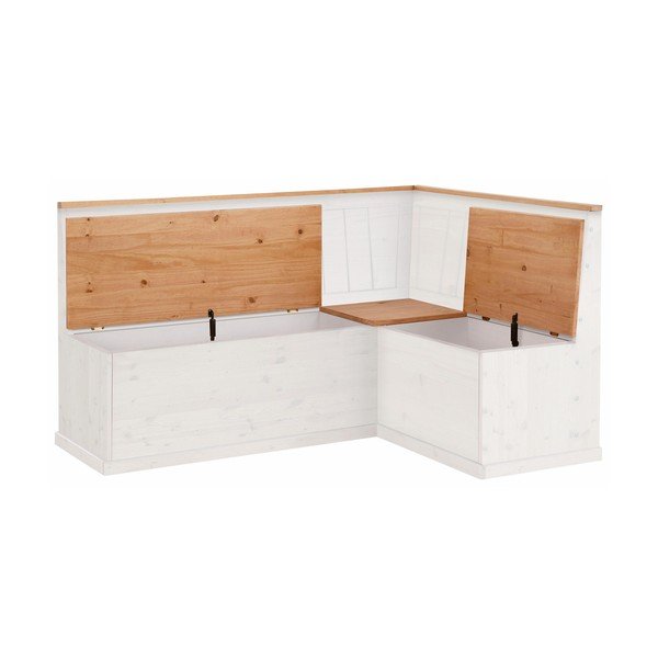 Bílá variabilní rohová lavice z borovicového dřeva s úložným prostorem Støraa Silas-image-2