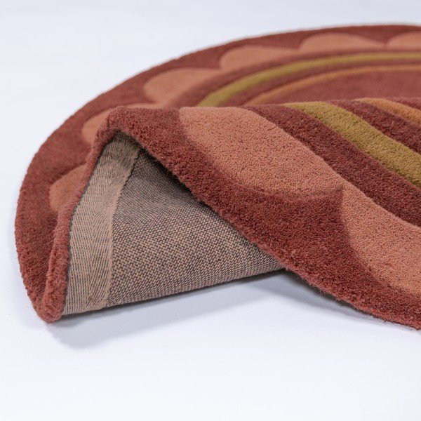 Vínový ručně tkaný vlněný kulatý koberec ø 120 cm Lois – Flair Rugs-image-3
