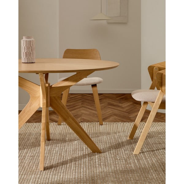 Kulatý jídelní stůl s deskou v dubovém dekoru ø 120 cm Naanim – Kave Home-image-1