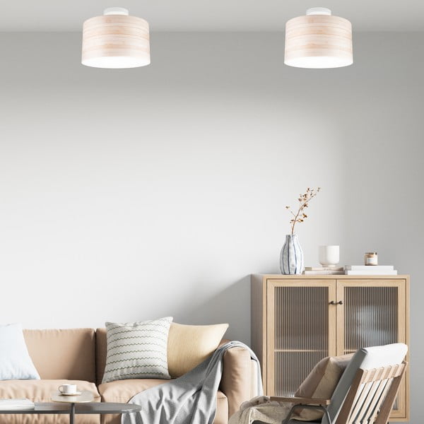 Světle hnědé stropní svítidlo s textilním stínidlem ø 35 cm Print – LAMKUR-image-1