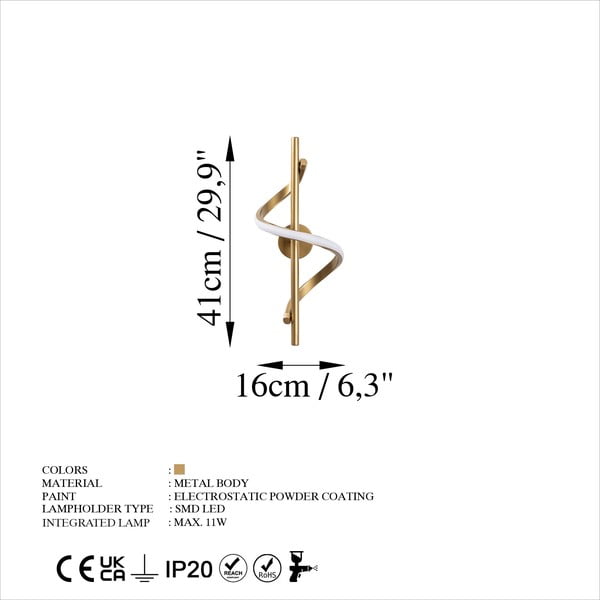 LED nástěnné svítidlo v mosazné barvě Likma – Opviq lights-image-4