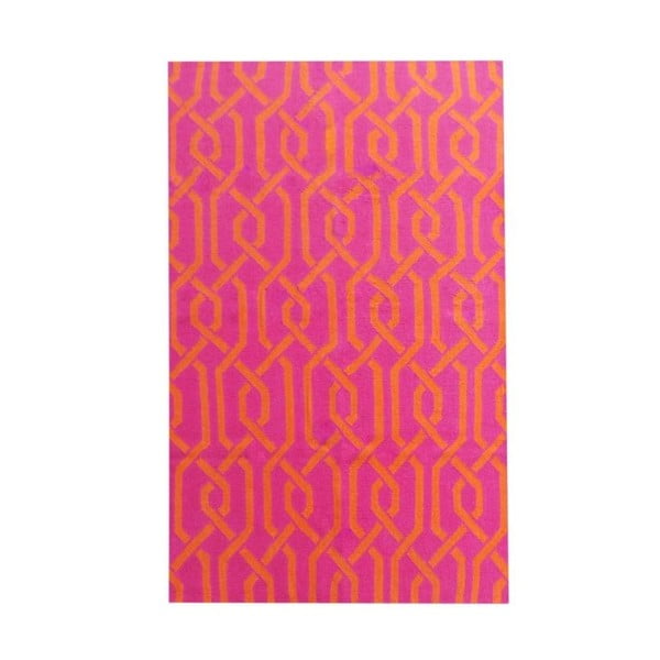 Růžový vlněný koberec Kilim Modern, 150x240 cm