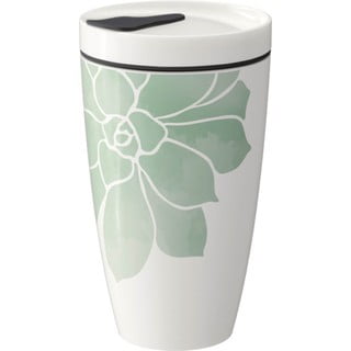 Zeleno-bílý porcelánový termohrnek Villeroy & Boch Like To Go, 350 ml