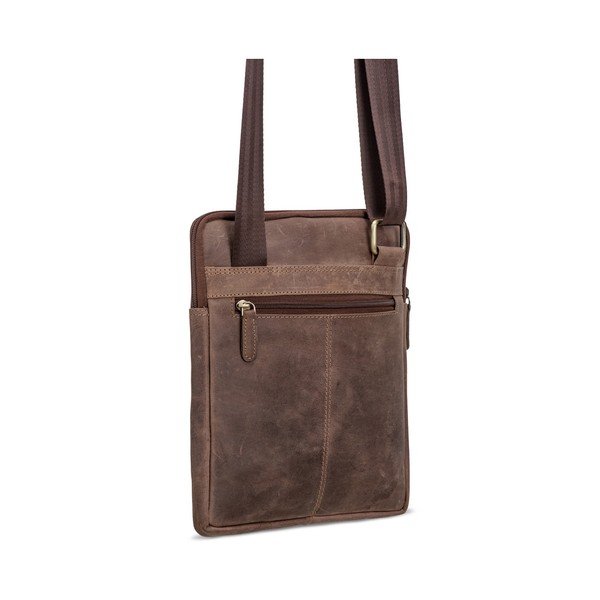 Tmavě hnědá kožená taška přes rameno pro iPad Packenger-image-1