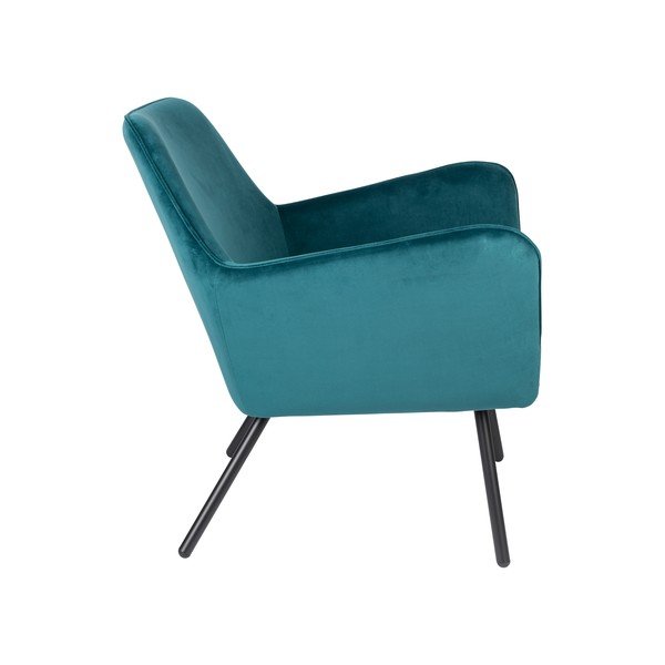 Tyrkysově modré sametové křeslo White Label Bon-image-3