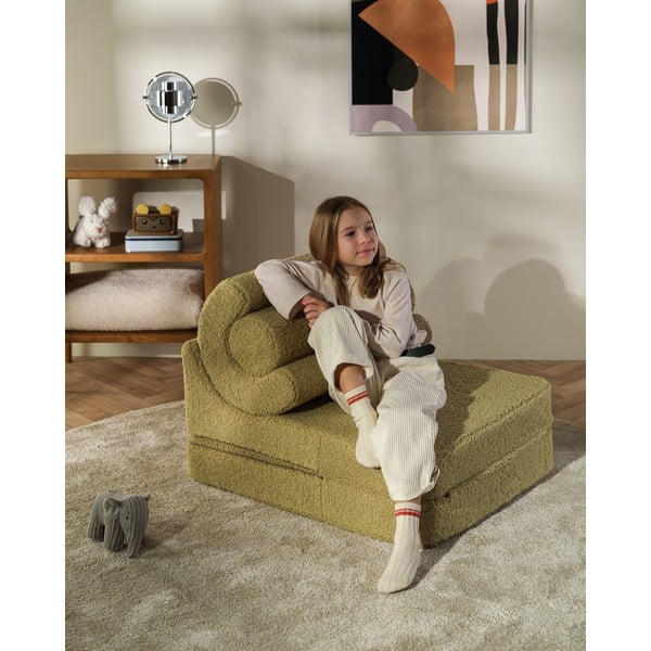 Zelené dětské křesílko z textilie bouclé Flipster – Wigiwama-image-2