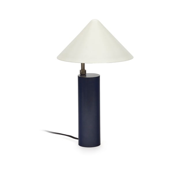 Tmavě modrá stolní lampa s kovovým stínidlem (výška 42 cm) Shiva – Kave Home