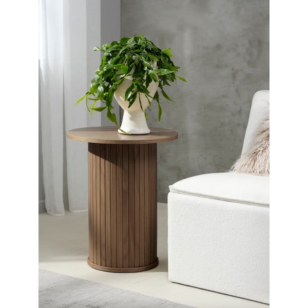 Kulatý odkládací stolek v dekoru dubu ø 50 cm Nola – Unique Furniture-image-1