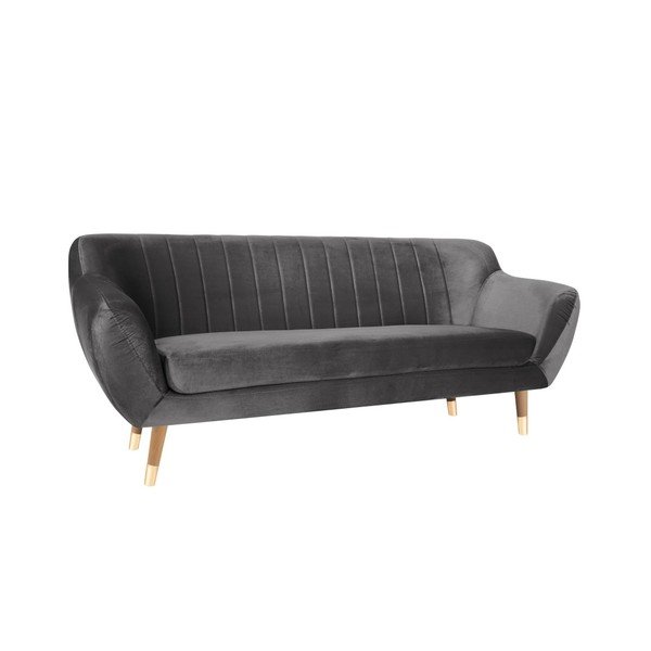 Šedá sametová pohovka Mazzini Sofas Benito, 188 cm-image-2