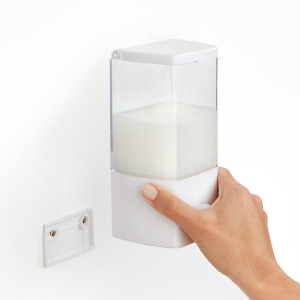 Bílý samodržící dávkovač mýdla 400 ml – Rayen-image-3
