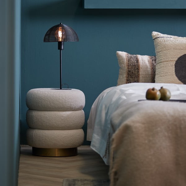 Bílý taburet z textilie bouclé Kimi – Light & Living-image-4