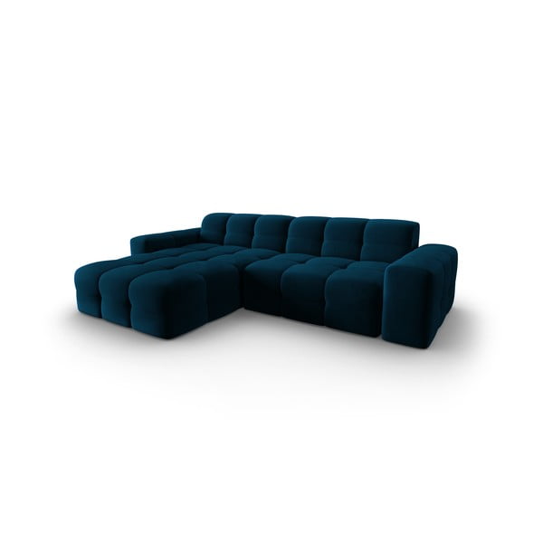 Tmavě modrá sametová rohová pohovka (levý roh) Kendal – Micadoni Home-image-3