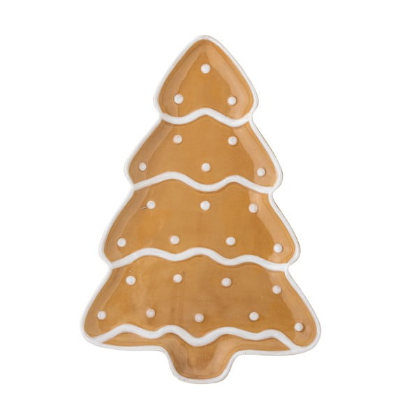 Světle hnědý servírovací keramický talíř s vánočním motivem Ginnie – Bloomingville