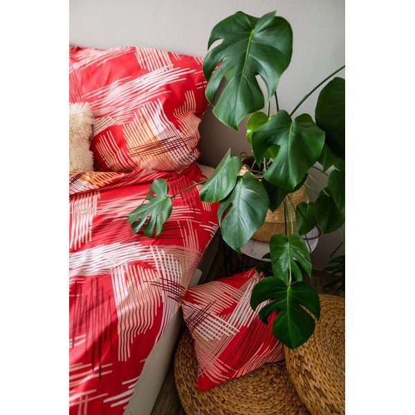 Červené bavlněné povlečení na jednolůžko 140x200 cm LP Dita Red – Cotton House-image-3