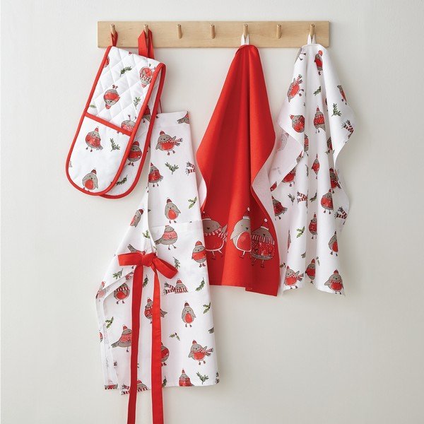 Bavlněné utěrky v sadě 2 ks s vánočním motivem 50x70 cm Christmas Robins – Catherine Lansfield-image-2