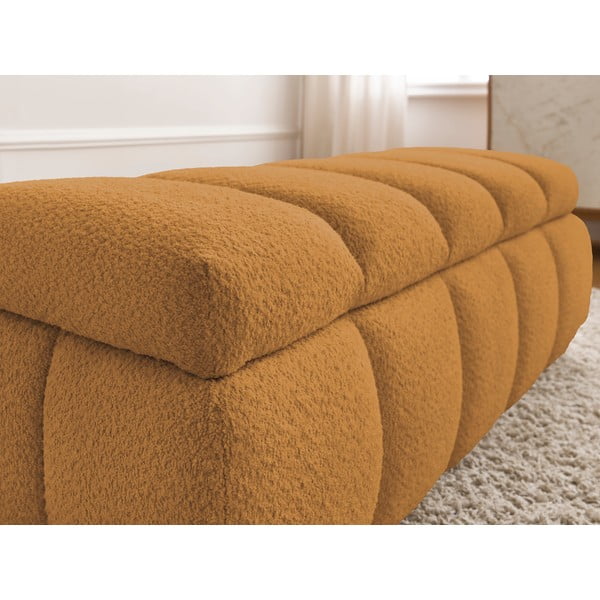 Okrově žlutá lavice z textilie bouclé – Bobochic Paris-image-4