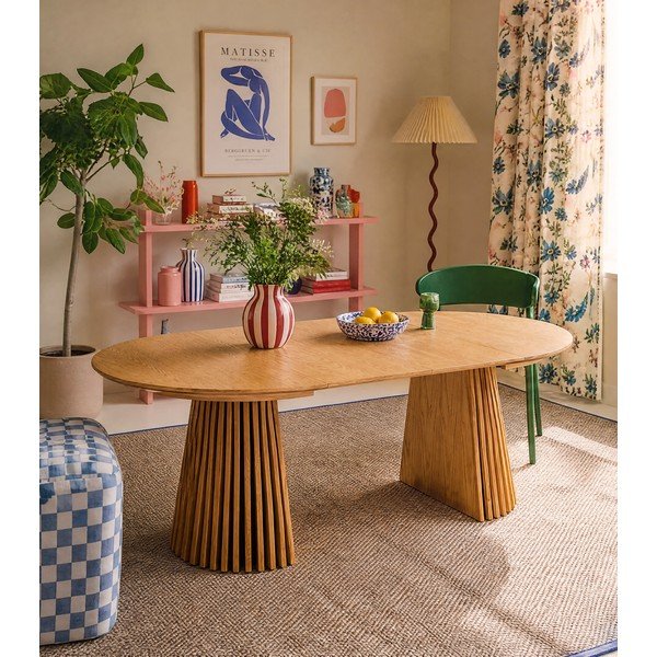 Kulatý rozkládací jídelní stůl s deskou v dubovém dekoru ø 120 cm Osaka – House Nordic-image-1