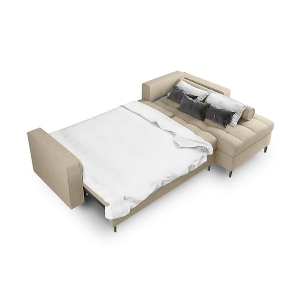 Béžová rozkládací rohová pohovka Milo Casa Santo, pravý roh-image-4