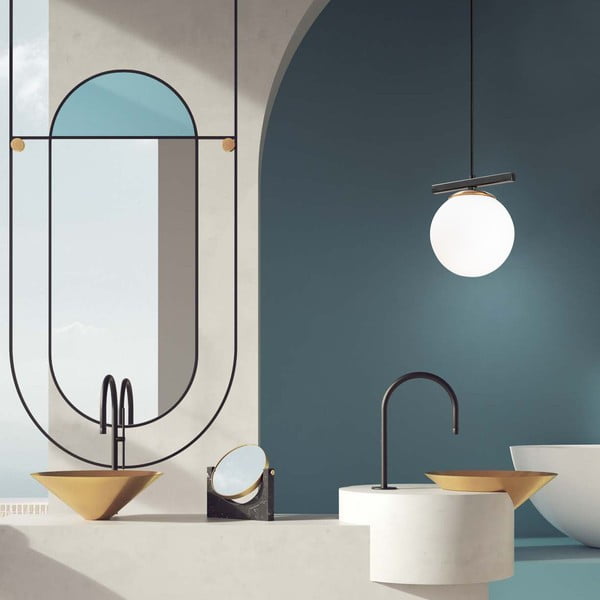 Bílé/černé závěsné svítidlo se skleněným stínidlem ø 15 cm Üzüm – Opviq lights-image-4