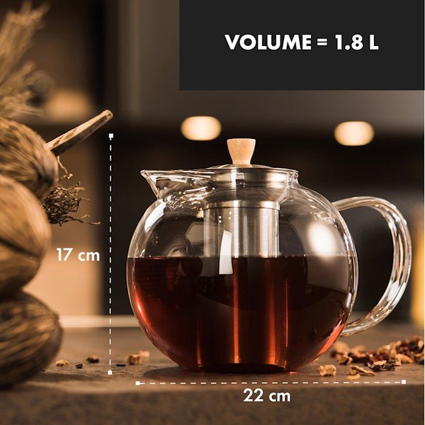 Skleněná čajová konvice Klarstein Sencha, 1,8 l-image-1