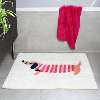 Červeno-bílá koupelnová předložka 83x52,5 cm Sausage Dog – Rex London